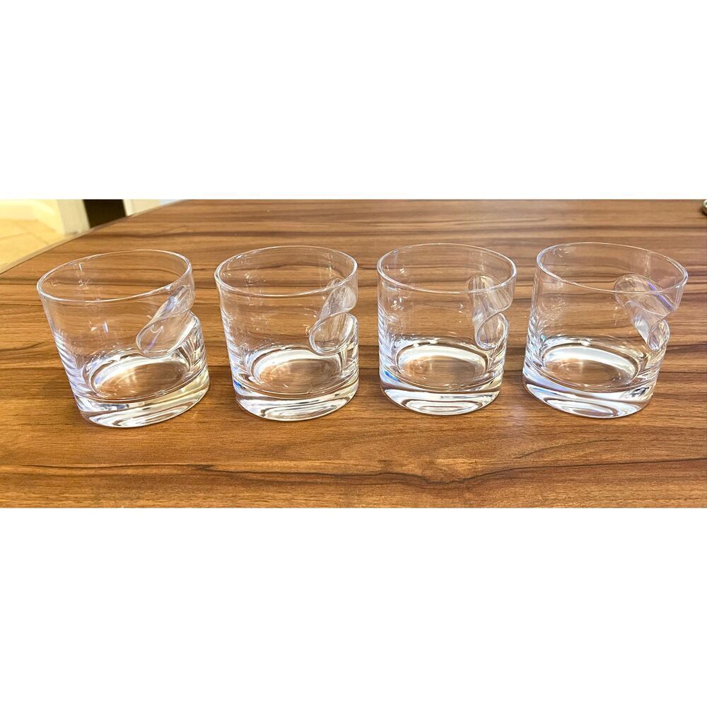 Set of 4 GODINGER Whiskey Glass Old Fashioned W/ Indented Cigar Rest Barware